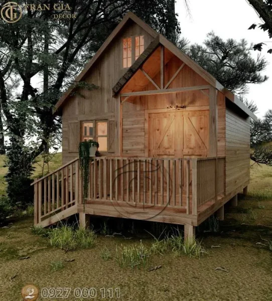 Mẫu nhà gỗ lắp ghép 18m2