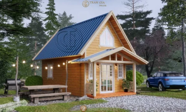 Mẫu nahf gỗ lắp ghép 36m2
