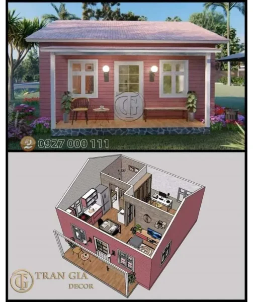 Thiết kế 3D nhà gỗ lắp ghép 03 