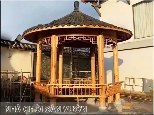Mẫu nhà chòi gỗ lục giác sân vườn đẹp