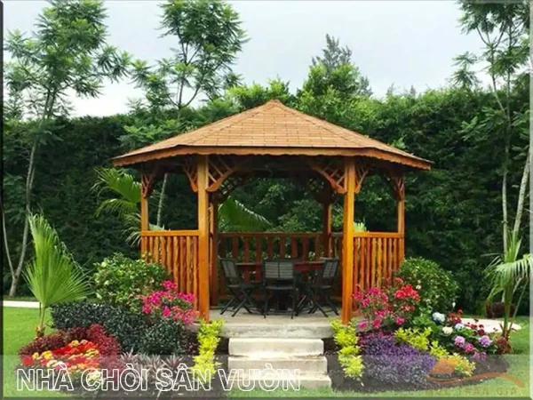 Mẫu nhà chòi gỗ lục giác sân vườn đẹp