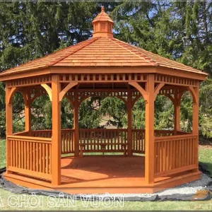 Mẫu nhà chòi gỗ lục giác sân vườn đẹp