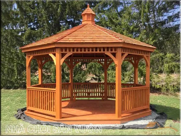 Mẫu nhà chòi gỗ lục giác sân vườn đẹp