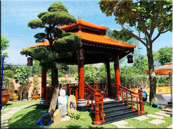 Mẫu nhà chòi gỗ lục giác sân vườn đẹp