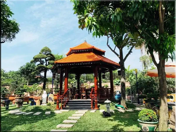 Mẫu nhà chòi gỗ lục giác sân vườn đẹp