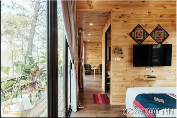 Nhà gỗ lắp ghép family cho homestay view 2