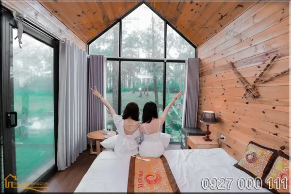 Nhà gỗ lắp ghép family cho homestay view 5