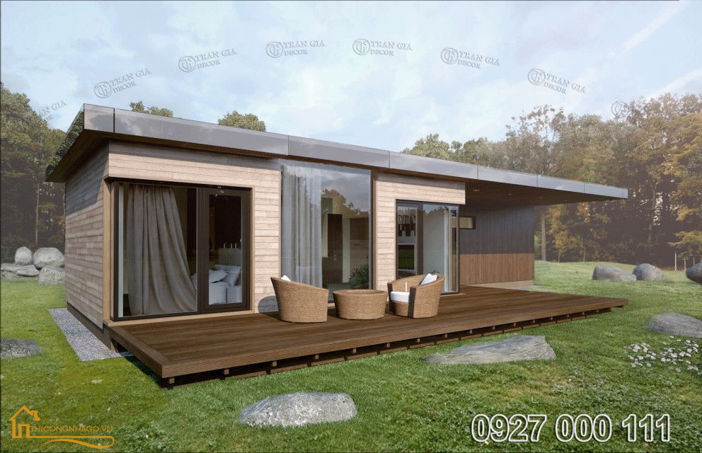 Nhà gỗ lắp ghép đẹp hiện đại kiểu moudle