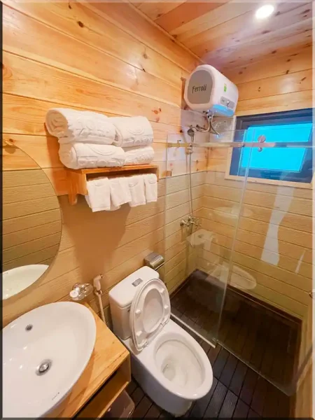 Nội thất nhà gỗ lắp ghép cho homestay hình chóp