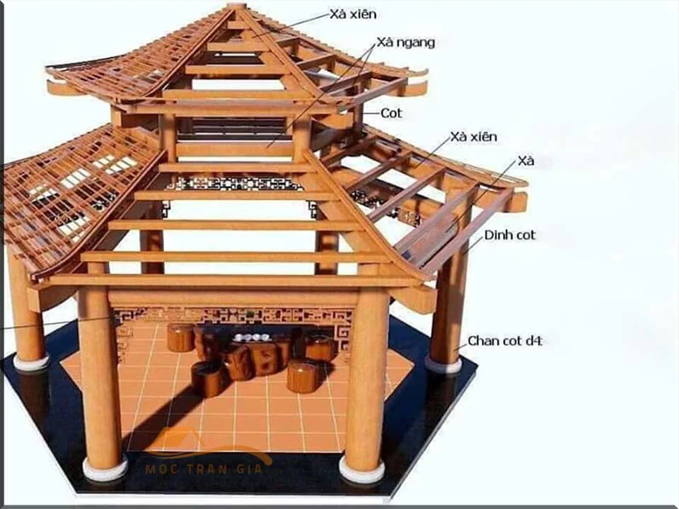 Bản vẽ nhà gỗ lục giác sân vườn