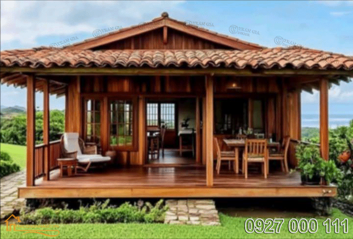 Top các mẫu nhà gỗ sân vườn đẹp hiện nay 3 Nhà gỗ sân vườn đẹp 02
