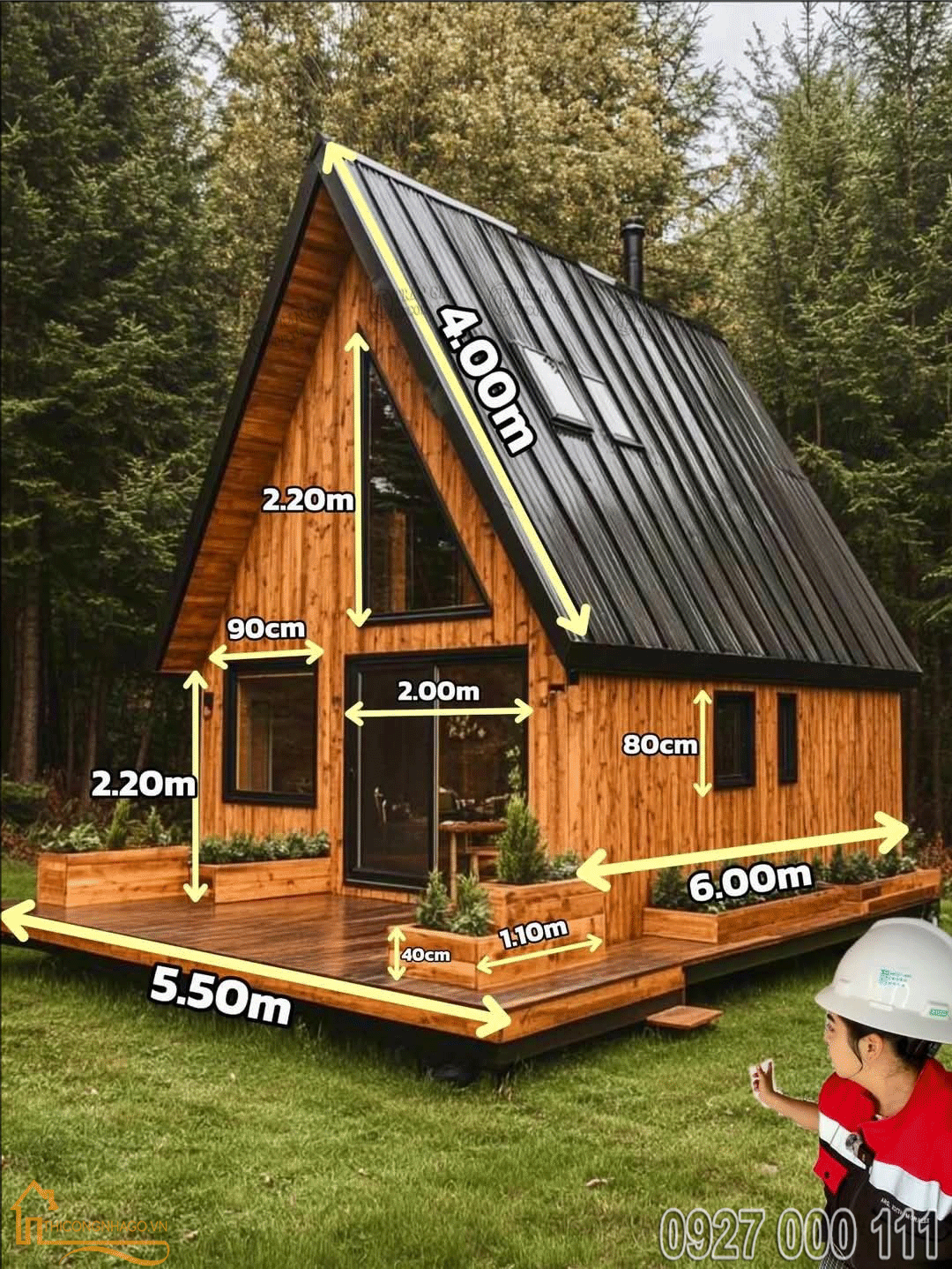 Top các mẫu nhà gỗ tự nhiên mang phong cách hiện đại 4 Nhà gỗ tự nhiên tam giác