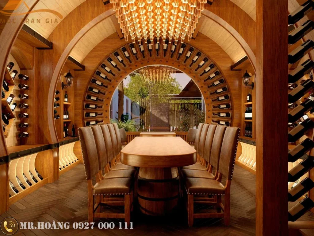 Ý tưởng thiết kế hầm rượu gia đình bằng gỗ