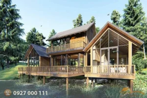 Nhà gỗ lắp ghép mộc trần gia decor liên hệ
