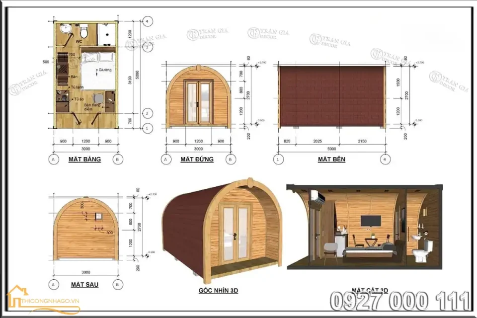 Bản vẽ thiết kế nhà gỗ homestay