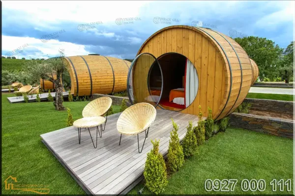Khám phá mẫu thiết kế homestay mang lại trải nghiệm tuyệt vời cho du khách 39 nhà gỗ lắp ghép hình thùng rượu