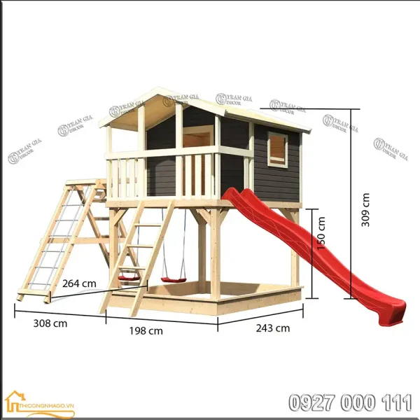 Nhà gỗ cho bé mẫu 5
