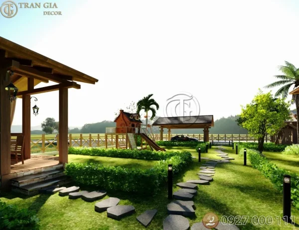 Thiết kế nhà gỗ đậu xe 02