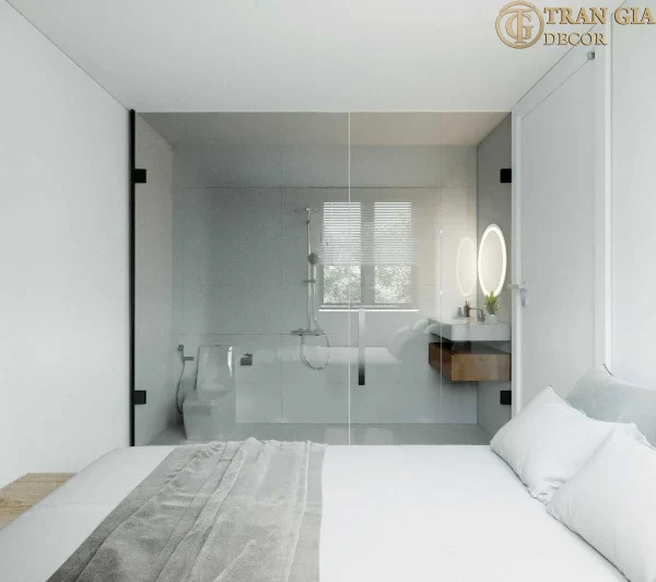 View phòng ngủ kết hợp với phòng tắm
