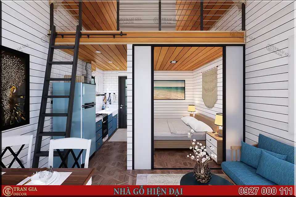 Thiết kế nội thất nhà gỗ hiện đại Thiết kế nhà gỗ hiện đại với nội thất tinh tế