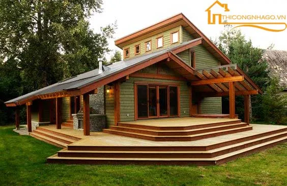 Thi công nhà gỗ thông: Tạo nên không gian sống ấm cúng và bền vững 3 Thi công nhà gỗ thông 02