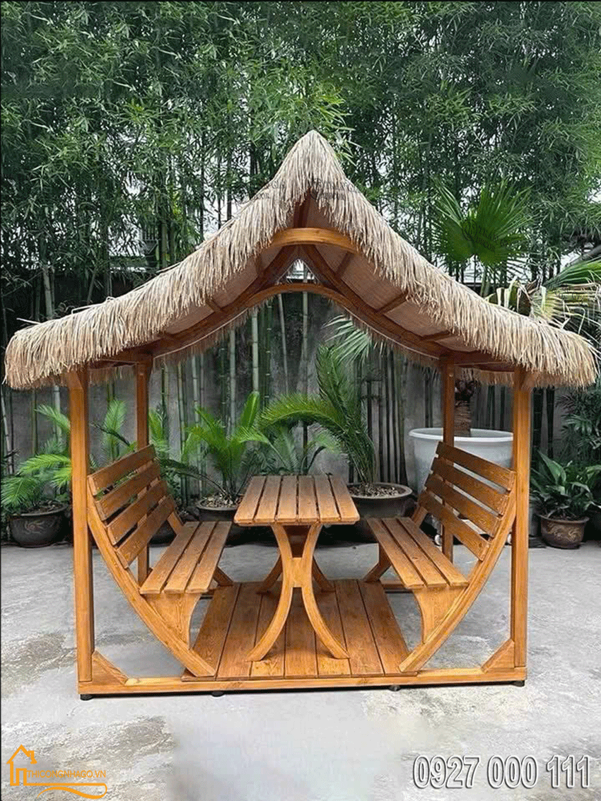 Thi công chòi gỗ lợp mái lá truyền thống 5 Chòi gỗ lợp mái lá truyền thống 03