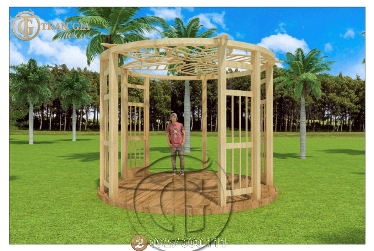 Chòi gỗ thông sân vườn phong cách hiện đại 4 Chòi gỗ thông sân vườn 04