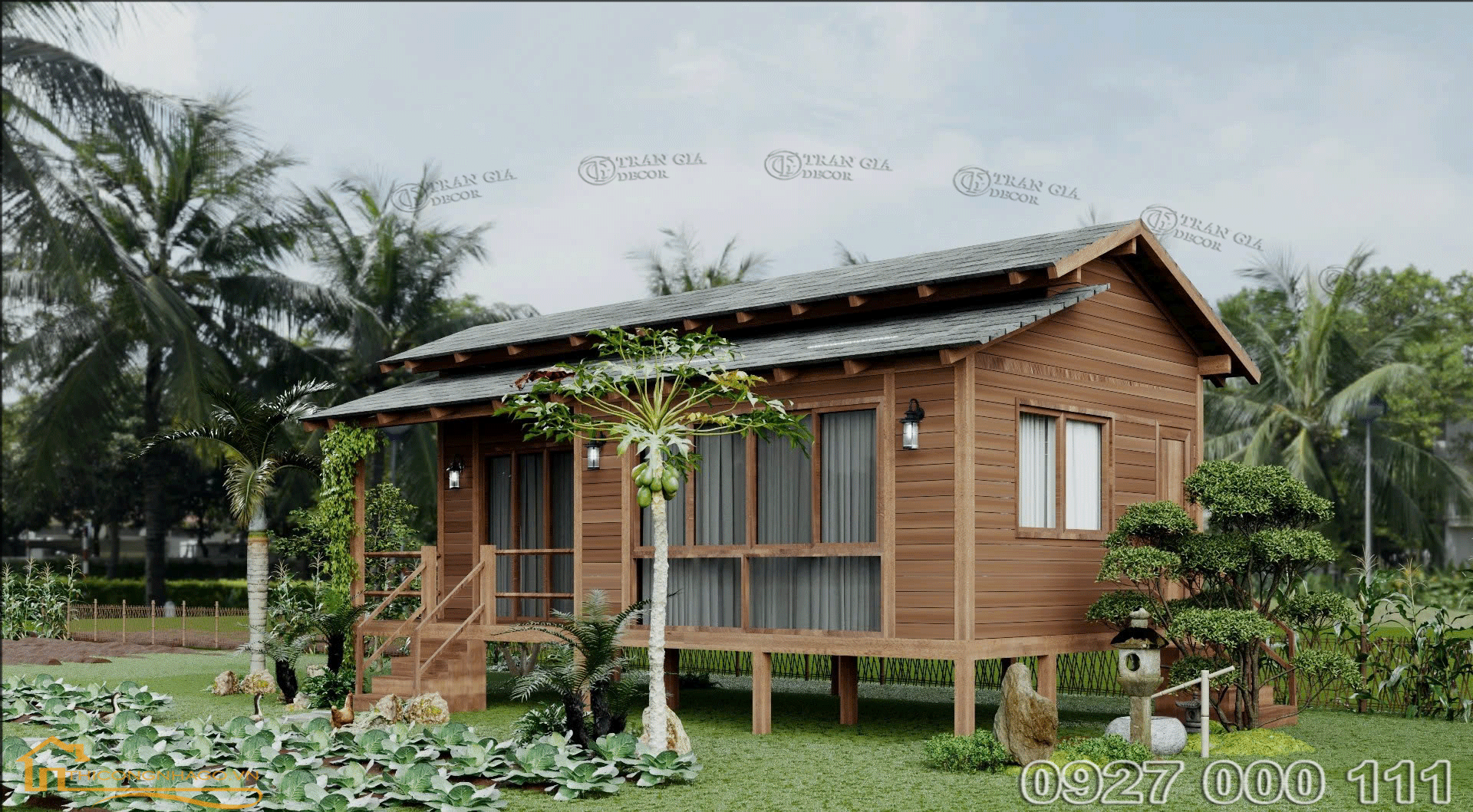 Nhà gỗ Phú Quốc sân vườn