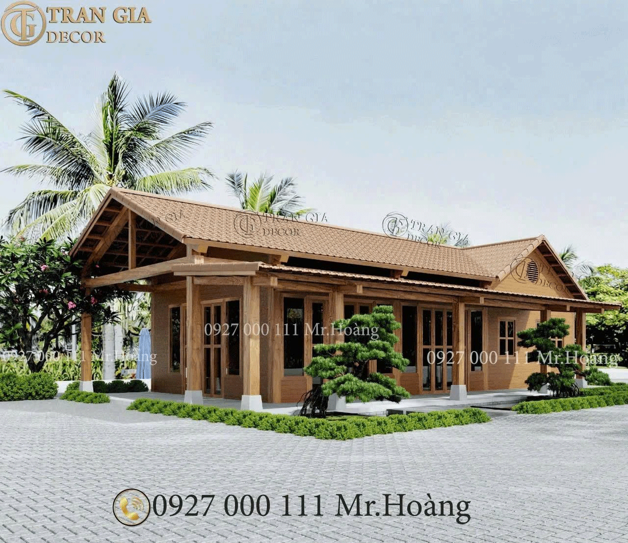 Thiết kế nhà gỗ đẹp miền Bắc 2 Nhà gỗ 3 gian cổ truyền