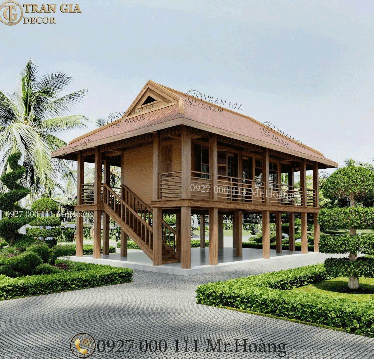 Thiết kế nhà gỗ đẹp miền Bắc 3 Nhà gỗ 5 gian