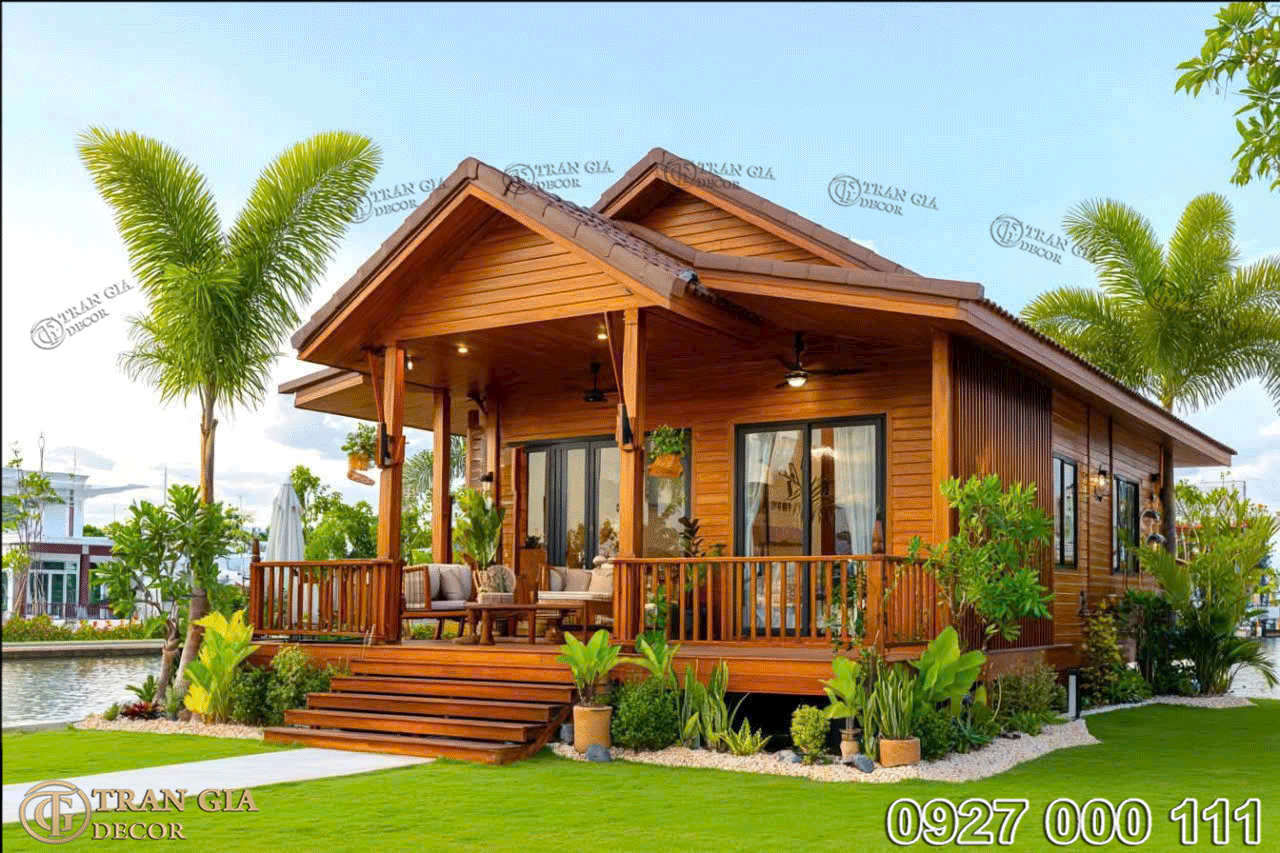 Thiết kế nhà gỗ hiện đại pha cổ điển 04