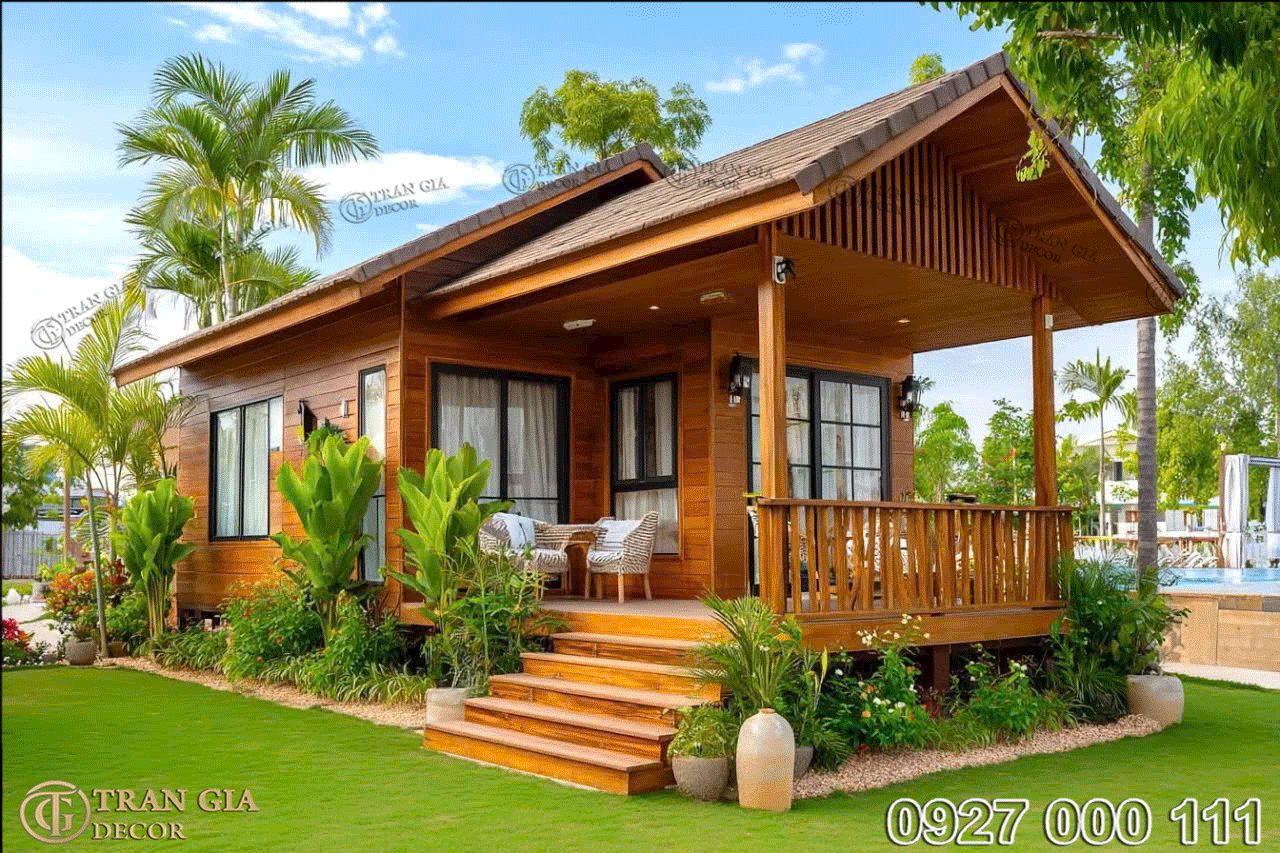 Thiết kế nhà gỗ hiện đại pha cổ điển 03