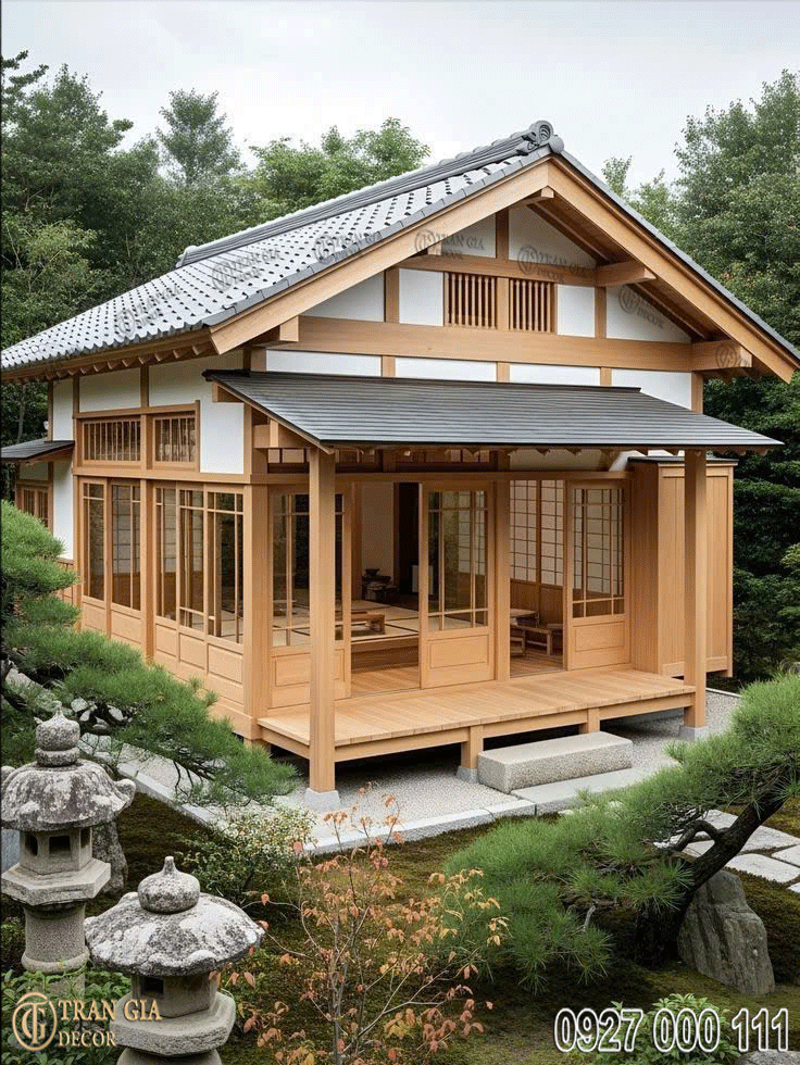 Thiết kế nhà gỗ hiện đại pha cổ điển 02