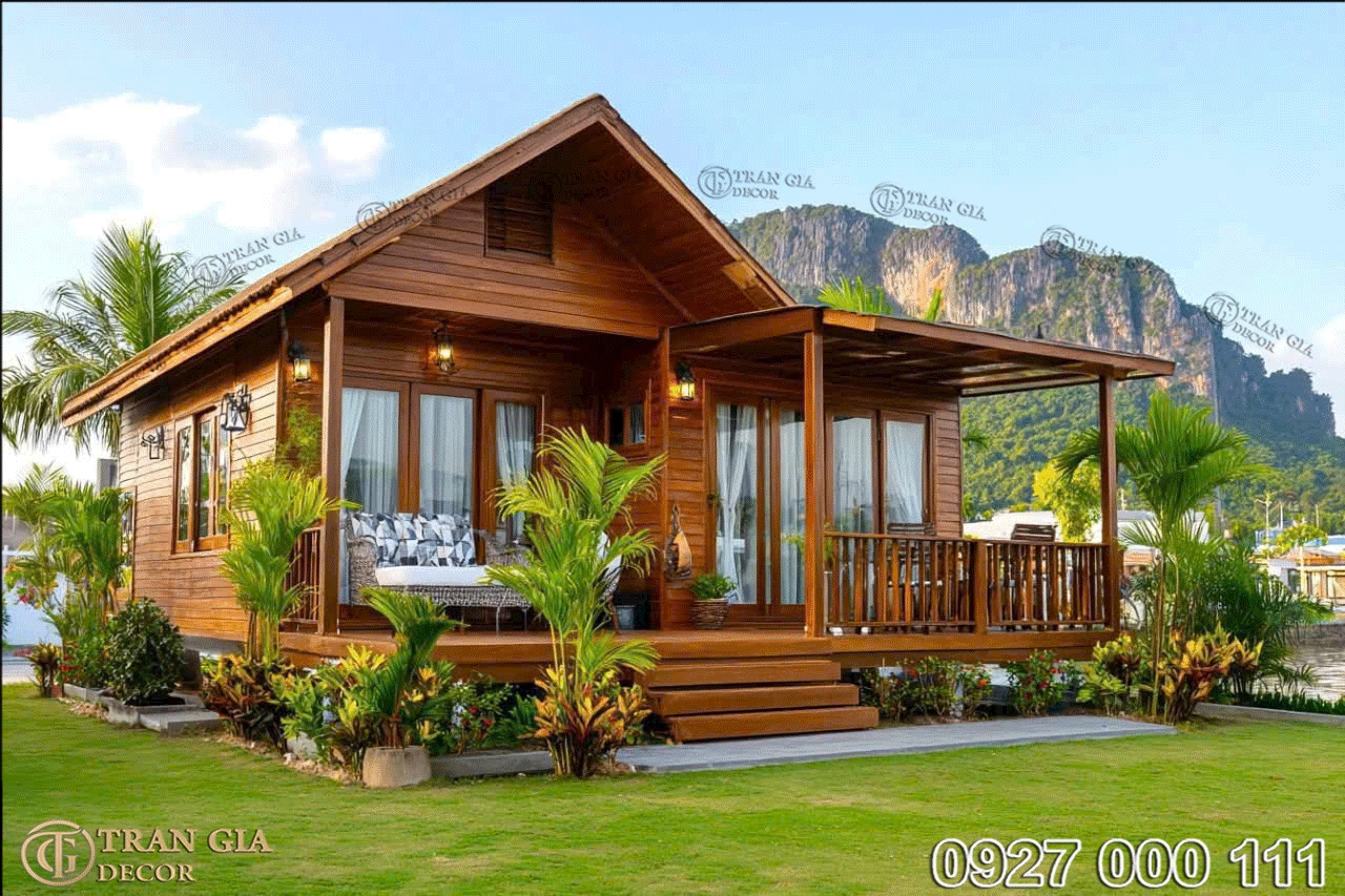 Thiết kế nhà gỗ hiện đại pha cổ điển 01