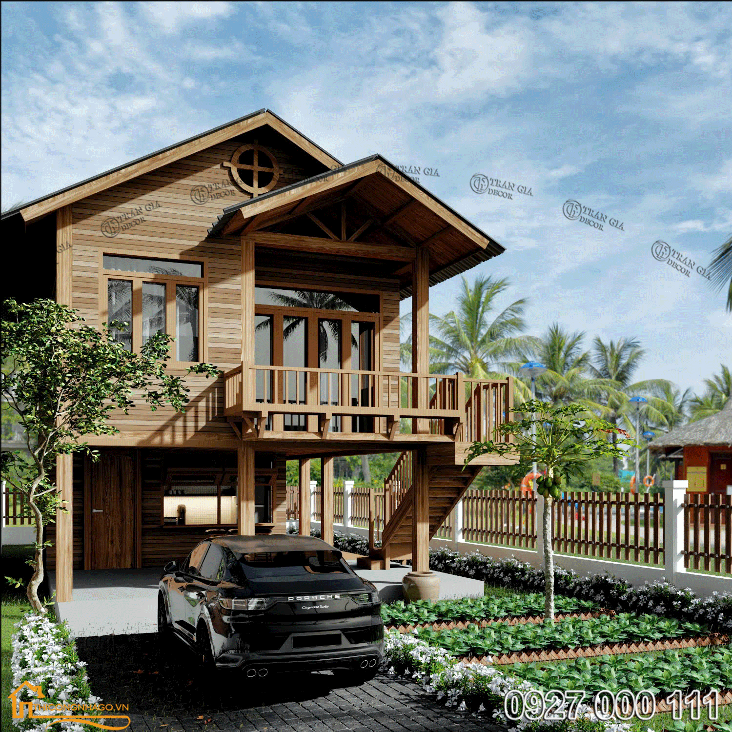 Nhà sàn hiện đại gỗ tự nhiên 01