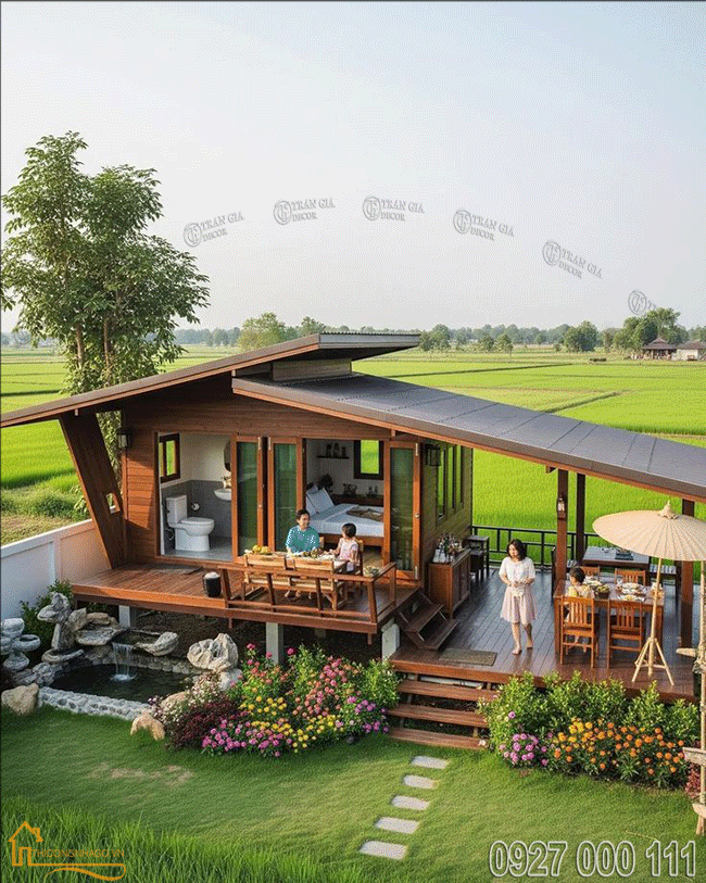 Thiết kế nhà gỗ sân vườn 