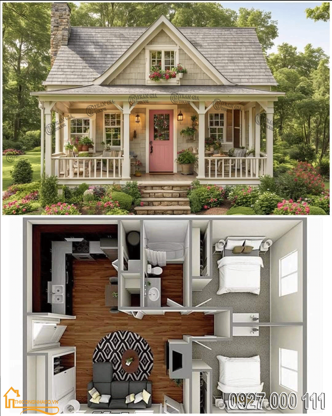 Gía thi công nhà gỗ thông 02