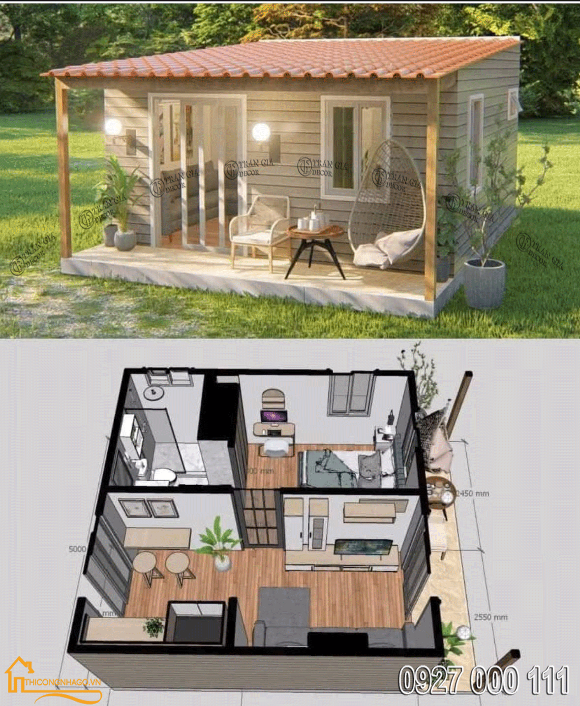 Gía thi công nhà gỗ thông 04