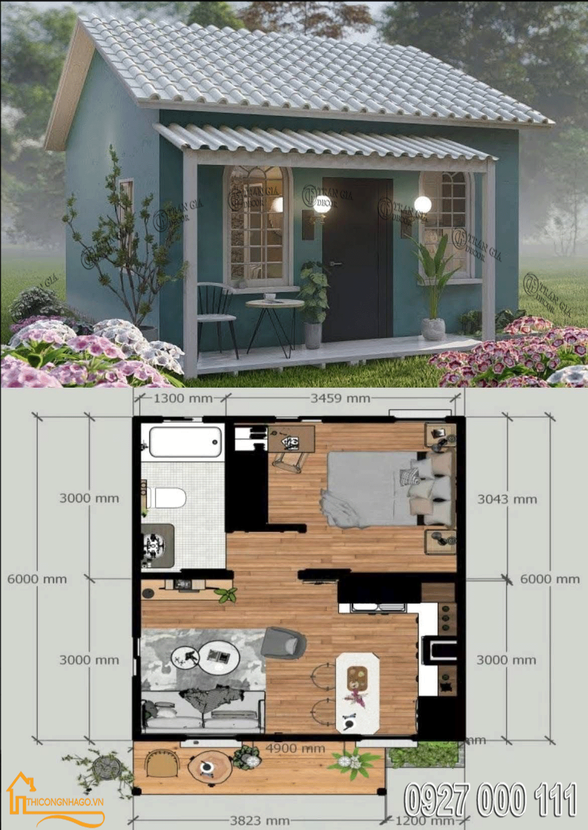 Gía thi công nhà gỗ thông 06