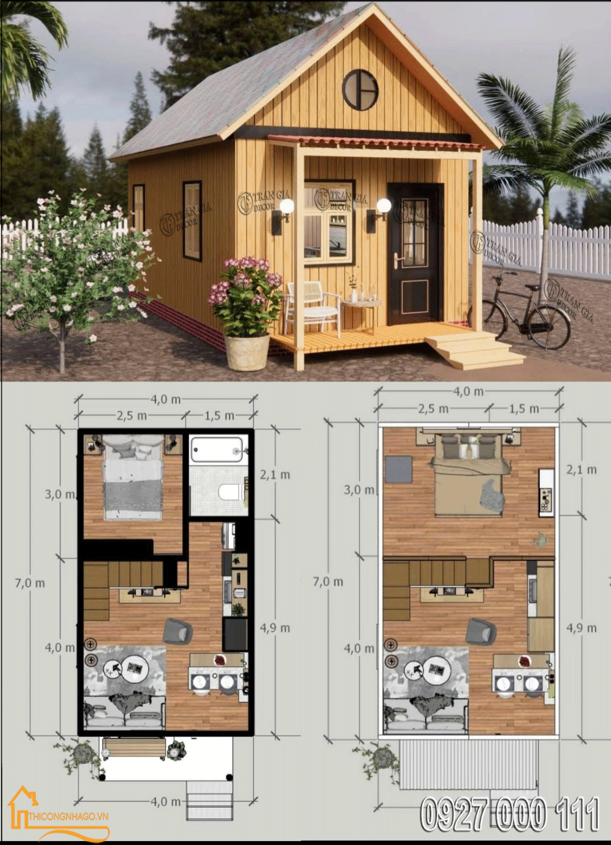 Gía thi công nhà gỗ thông 07